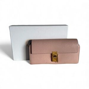 Chloé Drew Leather Continental Wallet in Cement Pink, Full Set